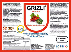 Fruit filling GRIZLI FRUIT&fill Rhubarb and redcurrant