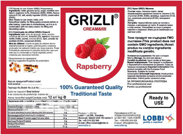 Cream Raspberry GRIZLI CREAM&fill